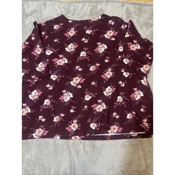 Women’s Croft & Barrow Top 3/4 Sleeves Floral Maroon Plus 5x - Picture 11 of 12